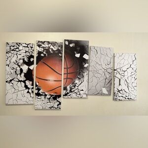 Basketball Wall Art Decor - Orange and Black